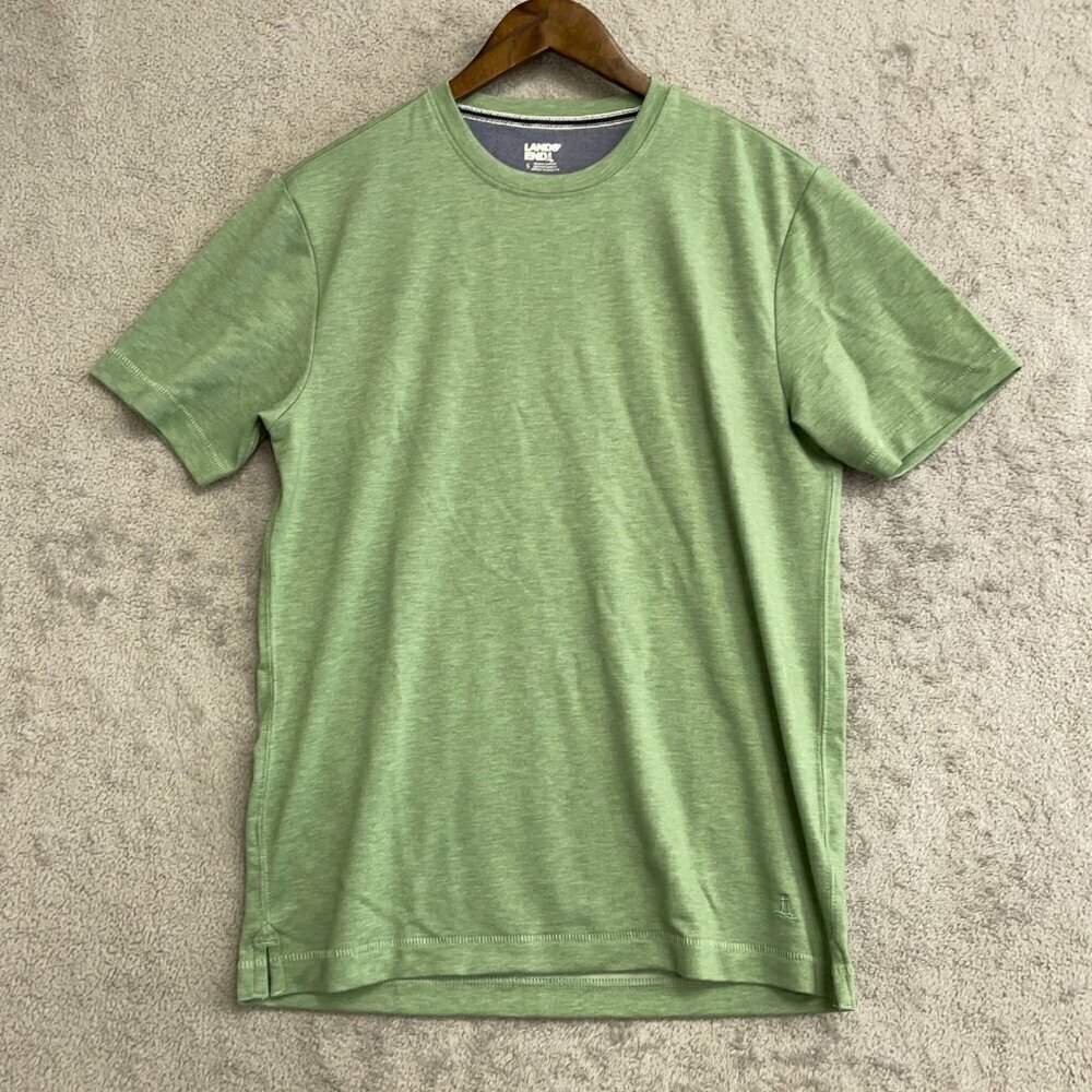 NWOT Lands' End Men's S Green Short Sleeve T-Shirt Polyester Rayon Spandex Blend